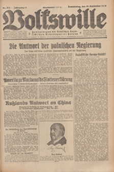 Volkswille : Zentralorgan der Deutschen Sozialistischen Arbeitspartei Polens. Jg.14, Nr. 215 (19 September 1929) + dod.