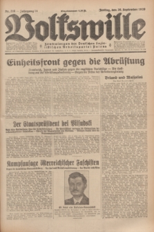 Volkswille : Zentralorgan der Deutschen Sozialistischen Arbeitspartei Polens. Jg.14, Nr. 216 (20 September 1929) + dod.
