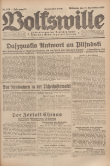 Volkswille : Zentralorgan der Deutschen Sozialistischen Arbeitspartei Polens. Jg.14, Nr. 220 (25 September 1929) + dod.
