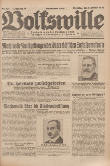 Volkswille : Zentralorgan der Deutschen Sozialistischen Arbeitspartei Polens. Jg.14, Nr. 225 (1 Oktober 1929) + dod.