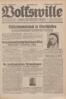 Volkswille : Organ der Deutschen Sozialistischen Arbeitspartei Polens. Jg.14, Nr. 234 (11 Oktober 1929) + dod.