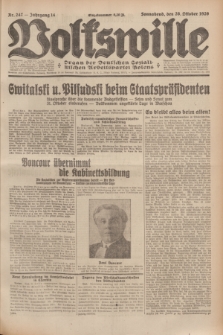 Volkswille : Organ der Deutschen Sozialistischen Arbeitspartei Polens. Jg.14, Nr. 247 (26 Oktober 1929) + dod.