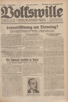 Volkswille : Organ der Deutschen Sozialistischen Arbeitspartei Polens. Jg.14, Nr. 254 (5 November 1929) + dod.