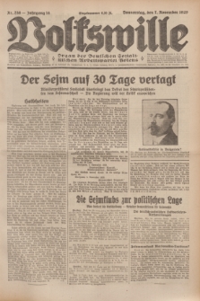Volkswille : Organ der Deutschen Sozialistischen Arbeitspartei Polens. Jg.14, Nr. 256 (7 November 1929) + dod.