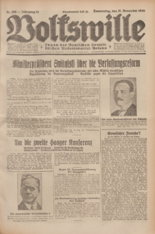 Volkswille : Organ der Deutschen Sozialistischen Arbeitspartei Polens. Jg.14, Nr. 268 (21 November 1929) + dod.