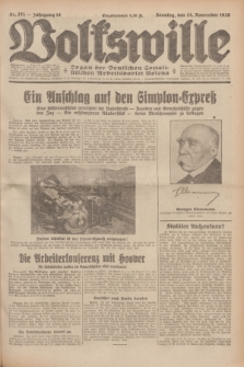Volkswille : Organ der Deutschen Sozialistischen Arbeitspartei Polens. Jg.14, Nr. 271 (24 November 1929) + dod.