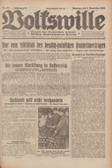 Volkswille : Organ der Deutschen Sozialistischen Arbeitspartei Polens. Jg.14, Nr. 277 (1 Dezember 1929) + dod.