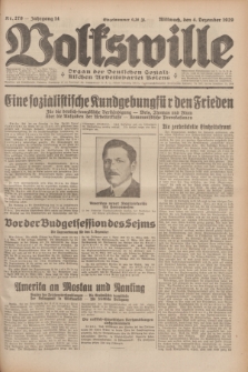 Volkswille : Organ der Deutschen Sozialistischen Arbeitspartei Polens. Jg.14, Nr. 279 (4 Dezember 1929) + dod.