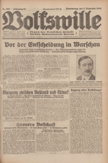 Volkswille : Organ der Deutschen Sozialistischen Arbeitspartei Polens. Jg.14, Nr. 280 (5 Dezember 1929) + dod.