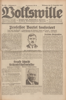 Volkswille : Organ der Deutschen Sozialistischen Arbeitspartei Polens. Jg.14, Nr. 297 (25 Dezember 1929) + dod.