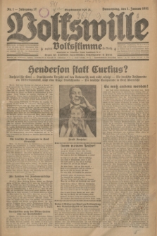 Volkswille : zugleich Volksstimme für Bielitz : Organ der Deutschen Sozialistischen Arbeitspartei in Polen. Jg.17, Nr. 1 (1 Januar 1931) + dod.