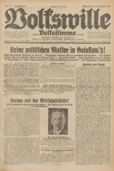 Volkswille : zugleich Volksstimme für Bielitz : Organ der Deutschen Sozialistischen Arbeitspartei in Polen. Jg.17, Nr. 10 (14 Januar 1931) + dod.