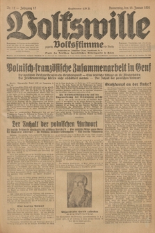 Volkswille : zugleich Volksstimme für Bielitz : Organ der Deutschen Sozialistischen Arbeitspartei in Polen. Jg.17, Nr. 11 (15 Januar 1931) + dod.