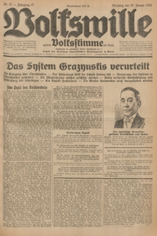 Volkswille : zugleich Volksstimme für Bielitz : Organ der Deutschen Sozialistischen Arbeitspartei in Polen. Jg.17, Nr. 21 (27 Januar 1931) + dod.