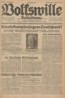 Volkswille : zugleich Volksstimme für Bielitz : Organ der Deutschen Sozialistischen Arbeitspartei in Polen. Jg.17, Nr. 26 (1 Februar 1931) + dod.
