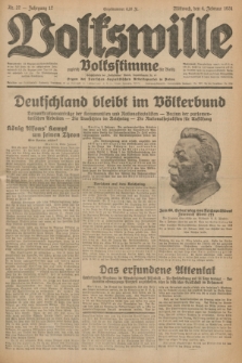 Volkswille : zugleich Volksstimme für Bielitz : Organ der Deutschen Sozialistischen Arbeitspartei in Polen. Jg.17, Nr. 27 (4 Februar 1931) + dod.