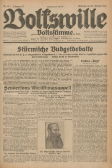 Volkswille : zugleich Volksstimme für Bielitz : Organ der Deutschen Sozialistischen Arbeitspartei in Polen. Jg.17, Nr. 33 (11 Februar 1931) + dod.