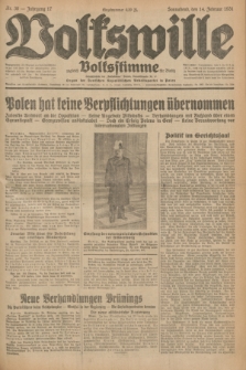 Volkswille : zugleich Volksstimme für Bielitz : Organ der Deutschen Sozialistischen Arbeitspartei in Polen. Jg.17, Nr. 36 (14 Februar 1931) + dod.