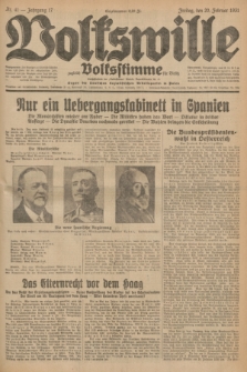 Volkswille : zugleich Volksstimme für Bielitz : Organ der Deutschen Sozialistischen Arbeitspartei in Polen. Jg.17, Nr. 41 (20 Februar 1931) + dod.