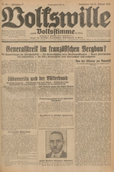 Volkswille : zugleich Volksstimme für Bielitz : Organ der Deutschen Sozialistischen Arbeitspartei in Polen. Jg.17, Nr. 42 (21 Februar 1931) + dod.