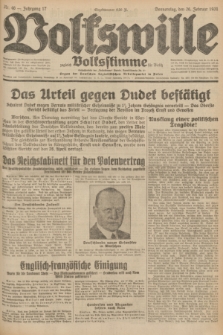 Volkswille : zugleich Volksstimme für Bielitz : Organ der Deutschen Sozialistischen Arbeitspartei in Polen. Jg.17, Nr. 46 (26 Februar 1931) + dod.