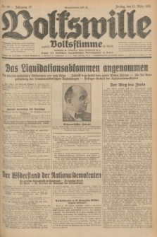 Volkswille : zugleich Volksstimme für Bielitz : Organ der Deutschen Sozialistischen Arbeitspartei in Polen. Jg.17, Nr. 59 (13 März 1931) + dod.