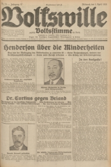 Volkswille : zugleich Volksstimme für Bielitz : Organ der Deutschen Sozialistischen Arbeitspartei in Polen. Jg.17, Nr. 75 (1 April 1931) + dod.