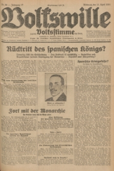 Volkswille : zugleich Volksstimme für Bielitz : Organ der Deutschen Sozialistischen Arbeitspartei in Polen. Jg.17, Nr. 86 (15 April 1931) + dod.