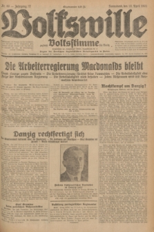 Volkswille : zugleich Volksstimme für Bielitz : Organ der Deutschen Sozialistischen Arbeitspartei in Polen. Jg.17, Nr. 89 (18 April 1931) + dod.