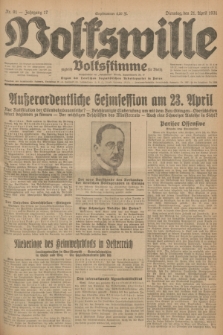 Volkswille : zugleich Volksstimme für Bielitz : Organ der Deutschen Sozialistischen Arbeitspartei in Polen. Jg.17, Nr. 91 (21 April 1931) + dod.