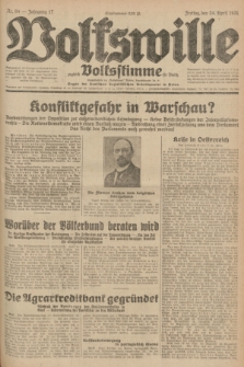 Volkswille : zugleich Volksstimme für Bielitz : Organ der Deutschen Sozialistischen Arbeitspartei in Polen. Jg.17, Nr. 94 (24 April 1931) + dod.