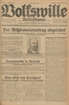 Volkswille : zugleich Volksstimme für Bielitz : Organ der Deutschen Sozialistischen Arbeitspartei in Polen. Jg.17, Nr. 97 (28 April 1931) + dod.