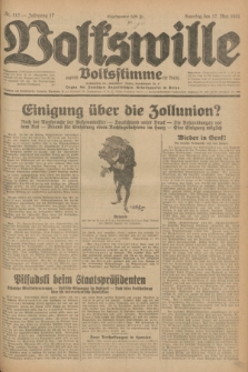 Volkswille : zugleich Volksstimme für Bielitz : Organ der Deutschen Sozialistischen Arbeitspartei in Polen. Jg.17, Nr. 112 (17 Mai 1931) + dod.