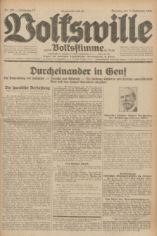 Volkswille : zugleich Volksstimme für Bielitz : Organ der Deutschen Sozialistischen Arbeitspartei in Polen. Jg.17, Nr. 205 (8 September 1931) + dod.