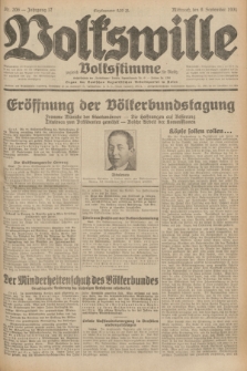 Volkswille : zugleich Volksstimme für Bielitz : Organ der Deutschen Sozialistischen Arbeitspartei in Polen. Jg.17, Nr. 206 (9 September 1931) + dod.
