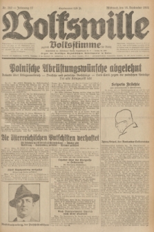 Volkswille : zugleich Volksstimme für Bielitz : Organ der Deutschen Sozialistischen Arbeitspartei in Polen. Jg.17, Nr. 212 (16 September 1931) + dod.