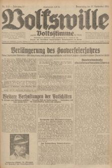 Volkswille : zugleich Volksstimme für Bielitz : Organ der Deutschen Sozialistischen Arbeitspartei in Polen. Jg.17, Nr. 213 (17 September 1931) + dod.