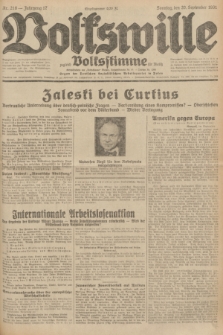 Volkswille : zugleich Volksstimme für Bielitz : Organ der Deutschen Sozialistischen Arbeitspartei in Polen. Jg.17, Nr. 216 (20 September 1931) + dod.