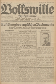 Volkswille : zugleich Volksstimme für Bielitz : Organ der Deutschen Sozialistischen Arbeitspartei in Polen. Jg.17, Nr. 222 (27 September 1931) + dod.
