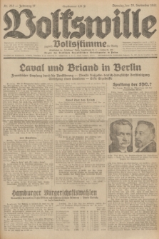 Volkswille : zugleich Volksstimme für Bielitz : Organ der Deutschen Sozialistischen Arbeitspartei in Polen. Jg.17, Nr. 223 (29 September 1931) + dod.