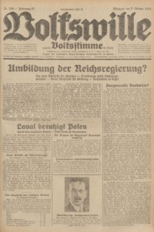 Volkswille : zugleich Volksstimme für Bielitz : Organ der Deutschen Sozialistischen Arbeitspartei in Polen. Jg.17, Nr. 230 (7 Oktober 1931) + dod.