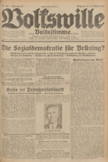 Volkswille : zugleich Volksstimme für Bielitz : Organ der Deutschen Sozialistischen Arbeitspartei in Polen. Jg.17, Nr. 236 (14 October 1931) + dod.