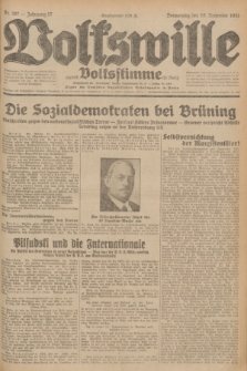 Volkswille : zugleich Volksstimme für Bielitz : Organ der Deutschen Sozialistischen Arbeitspartei in Polen. Jg.17, Nr. 267 (19 November 1931) + dod.