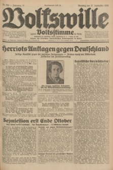 Volkswille : zugleich Volksstimme für Bielitz : Organ der Deutschen Sozialistischen Arbeitspartei in Polen. Jg.18, Nr. 222 (27 September 1932) + dod.