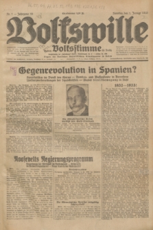 Volkswille : zugleich Volksstimme für Bielitz : Organ der Deutschen Sozialistischen Arbeitspartei in Polen. Jg.19, Nr. 1 (1 Januar 1933) + dod.