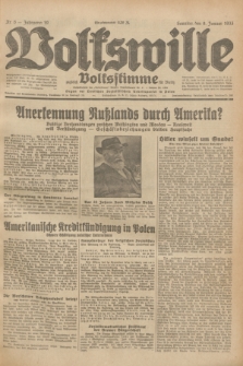 Volkswille : zugleich Volksstimme für Bielitz : Organ der Deutschen Sozialistischen Arbeitspartei in Polen. Jg.19, Nr. 6 (8 Januar 1933) + dod.