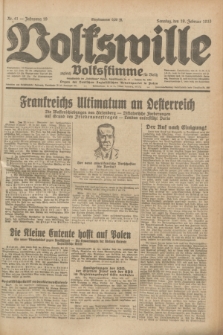 Volkswille : zugleich Volksstimme für Bielitz : Organ der Deutschen Sozialistischen Arbeitspartei in Polen. Jg.19, Nr. 41 (19 Februar 1933) + dod.
