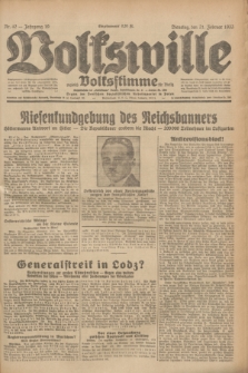Volkswille : zugleich Volksstimme für Bielitz : Organ der Deutschen Sozialistischen Arbeitspartei in Polen. Jg.19, Nr. 42 (21 Februar 1933) + dod.