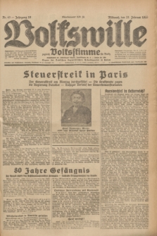 Volkswille : zugleich Volksstimme für Bielitz : Organ der Deutschen Sozialistischen Arbeitspartei in Polen. Jg.19, Nr. 43 (22 Februar 1933) + dod.