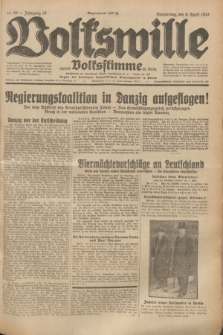 Volkswille : zugleich Volksstimme für Bielitz : Organ der Deutschen Sozialistischen Arbeitspartei in Polen. Jg.19, Nr. 80 (6 April 1933) + dod.